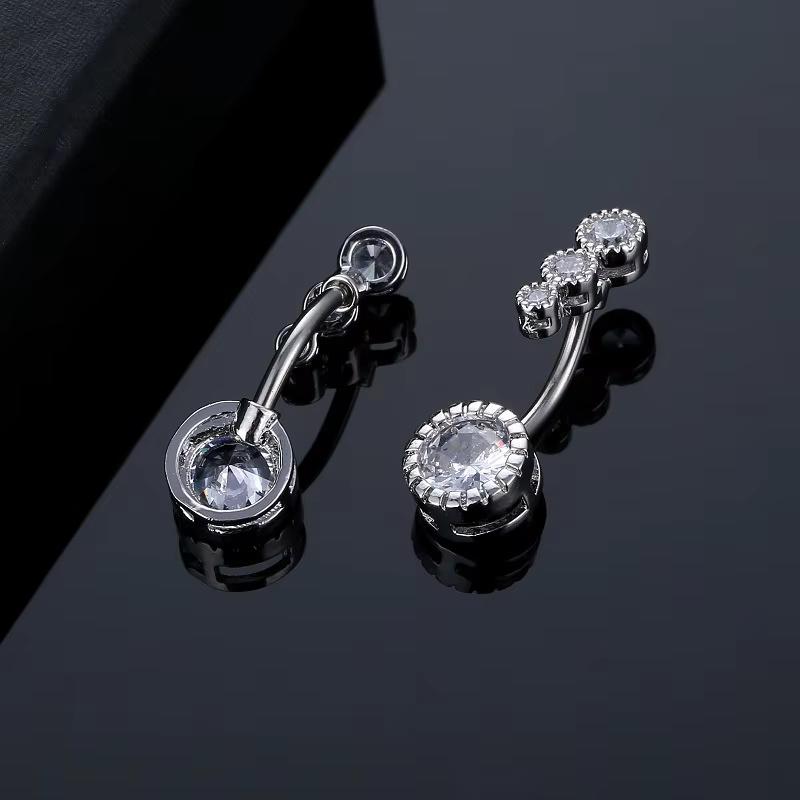 

1 шт. Круглое кольцо-пуговица для груди из кубического циркония для женщин, открытое кольцо-пирсинг для пупка, сверкающее, с цирконом белый