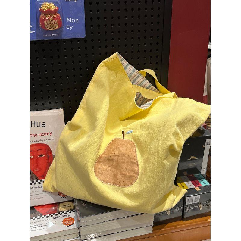 

Pear Canvas Bag Partysu Women Bag 2025 New Arrival Casual Easiest for Match Shoulder Handbag Large Capacity Commuter Bag Yellow