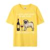 New Hot Sales Pug And Wine Funny Relaxed Fit Tshirt Print Unisex TShirt Fashion Design Tops Tee Cream T Shirt