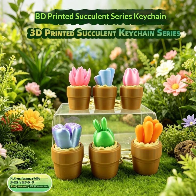 3D Printed Pot Clicker Keychain Cute Mini Fidget Clicker Toy Portable Stress Relief Keyring Edc Pendant Gift For Kids