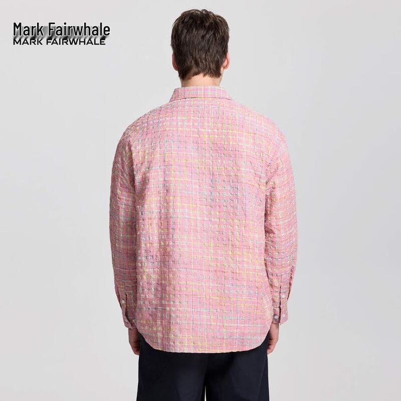 Mark Fairwhale Men's Retro Plaid Loose Fit Shirt Jacket