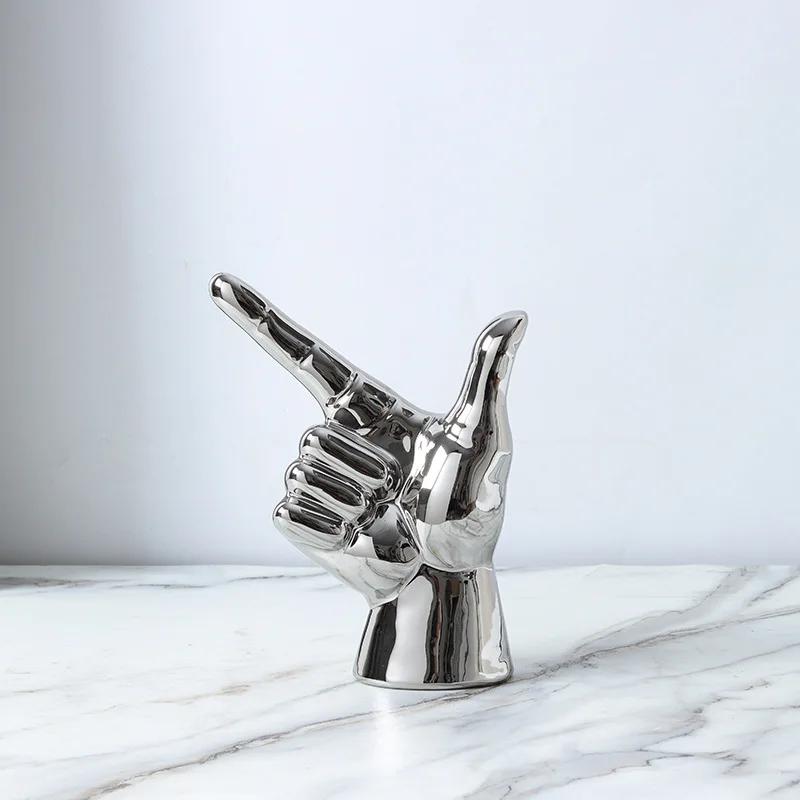 

Creative Resin Statues Rock and Roll Gesture Hand Figurines Decoration Crafts Sculpture Shelf Tabletop Home Decor Accessories