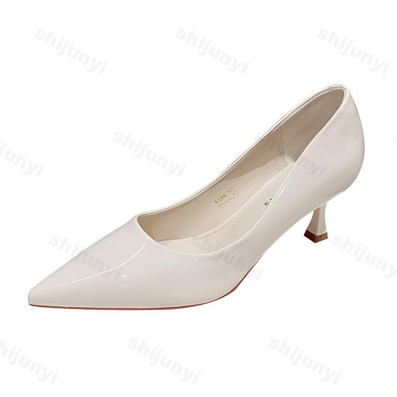 Fashion Spring Fashion Shoes Women's 2025 New Concise Elegant Medium Heel Women's Pumps Pointed Toe Shallow Thin Heels High Heels