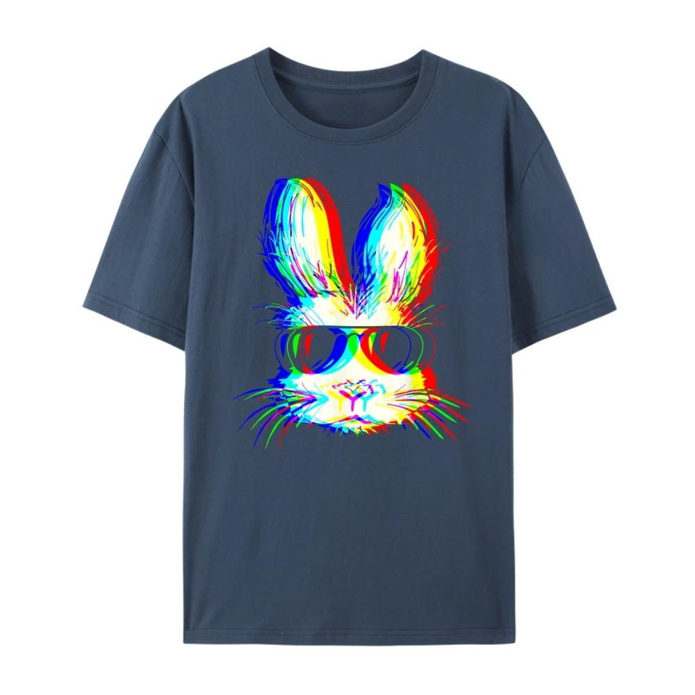 Rabbit Psychedelic Steam Wave Easter Electronic Music Carnival Electronic Dance Music Party Oversized T-shirt Men Designer Y2K