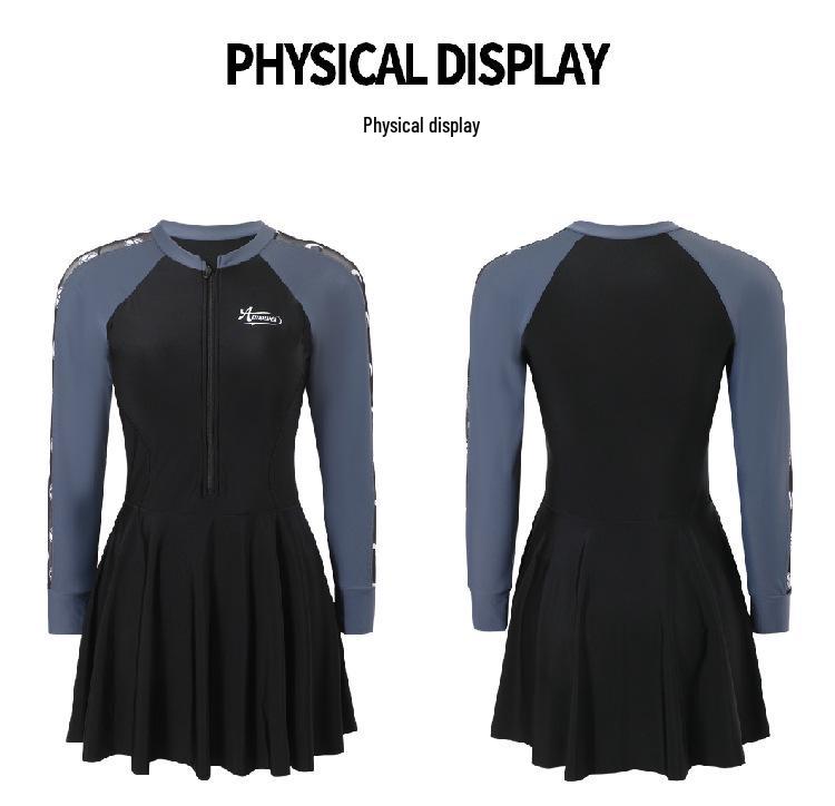 Plus Size Sporty Long Sleeve One-Piece Swimsuit with Tummy Control & Boyshorts for Women - 2025 Hot Springs Collection