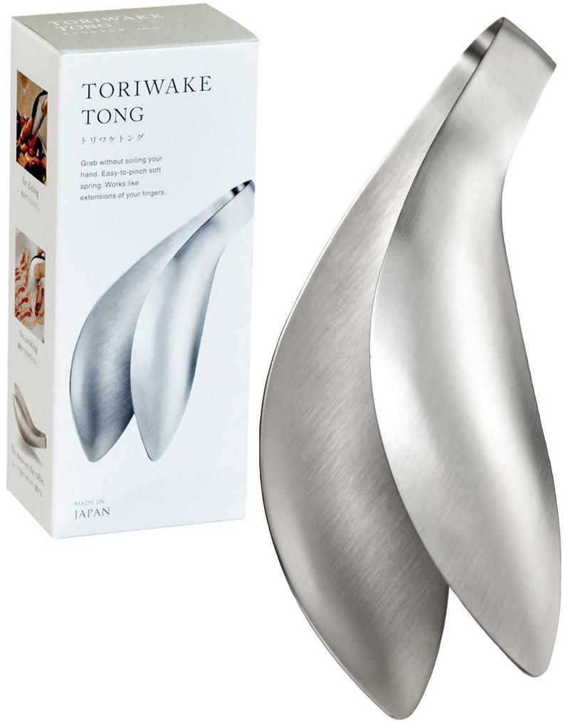 Oaks Raye Toriwake Tongs (Fingertip Tongs) Boxed, Silver Stainless Steel, Secure Grip, Delicate Movement, Made in Japan, TM1361
