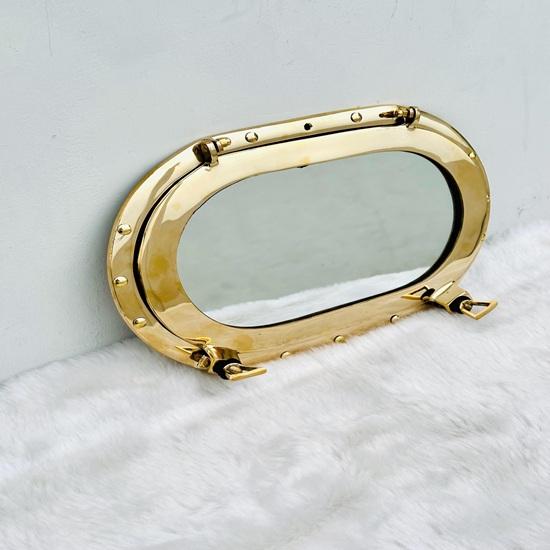 Brass Oval Porthole Brass Ship Mirror, Nautical Window Wall Mirror, Maritime Bathroom Mirror Home Decor, Gift