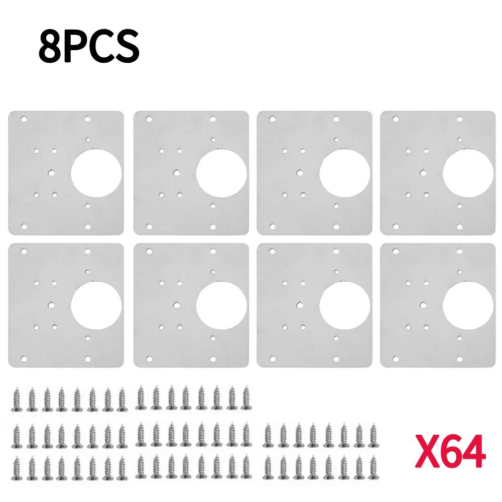 1-10Sets Stainless Steel Hinge Repair Plate Kits Cabinet Door Hinges Mounting Tool with Screw Flat Fixing Brackets Hardware Tool