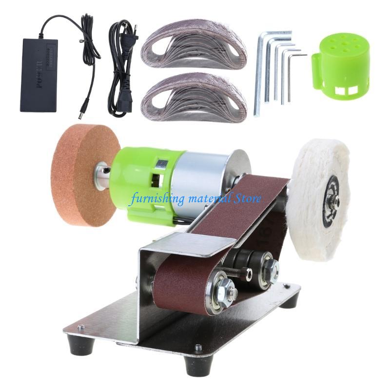 Y5GD Belt Sander 15 Degree Electric Belt Sander Adjustable Speed Benches Belt Grinder for Metal Working Cutter Making Crafting