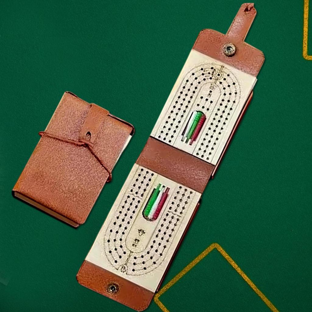 Cribbage Board Game Set Foldable Travel Cribbage Board Game Traditional Playing Card With Storage Tabletop Interactive For
