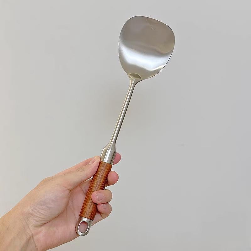 Zhishi Stainless Steel Spatula & Soup Ladle Set with Rosewood Handle