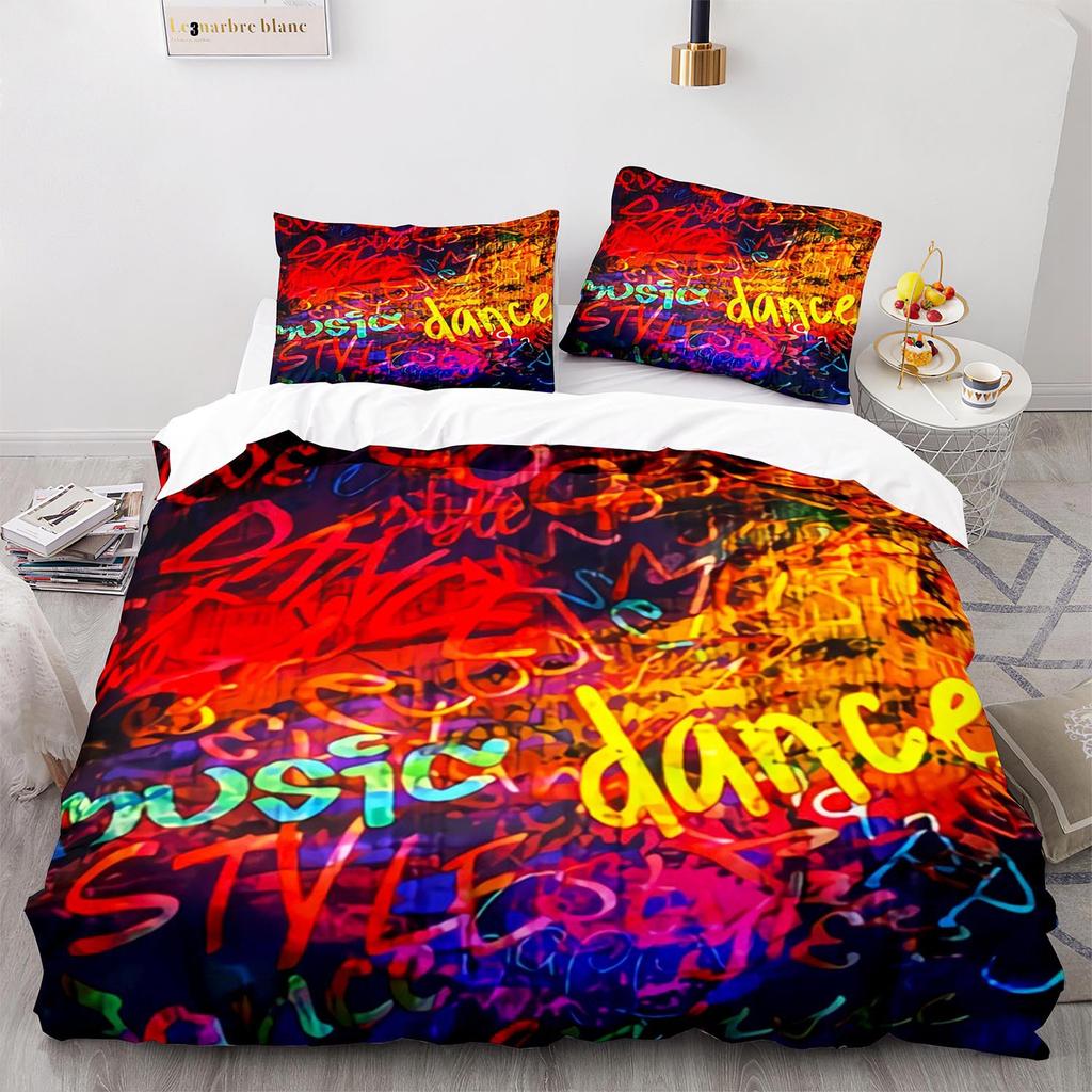 Digital Printing Three-Piece Hip Hop Graffiti Size Quilt Cover 3D