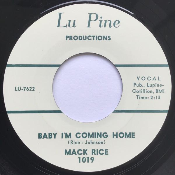 

7inch Record MACK RICE Baby Im Coming Home 1019 LU PINE 2018 UK SoulFunk Used