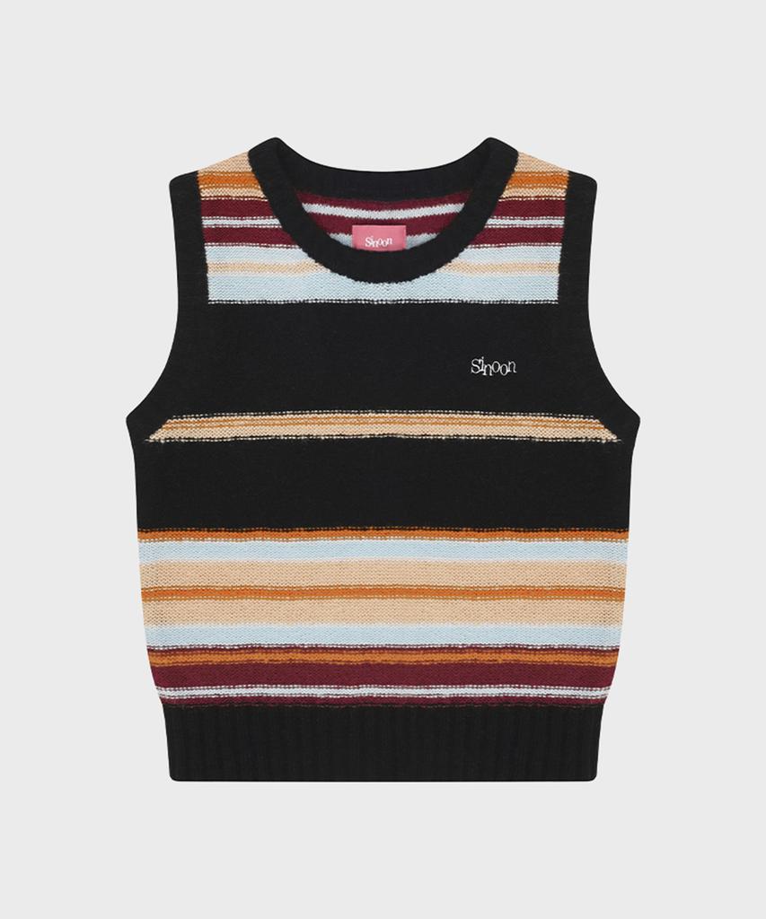 SINOON Sinoon Mix Stripe Knit Vest (Black Mix)