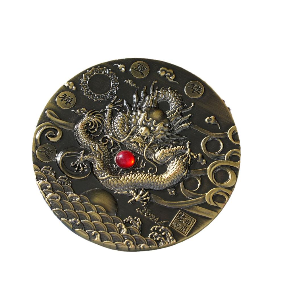 Commemorative coins for the the Year of the Loong, Chinese auspicious dragon, high-end zodiac coins, and large bronze medallions