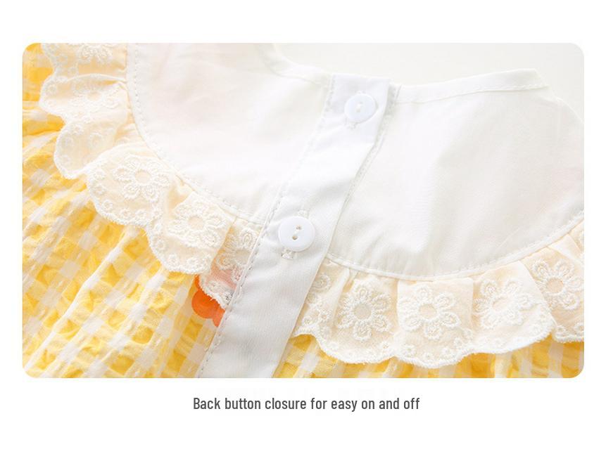 Newborn Girls' Plaid Romper - Summer Infant Bodysuit and Harem Jumpsuit