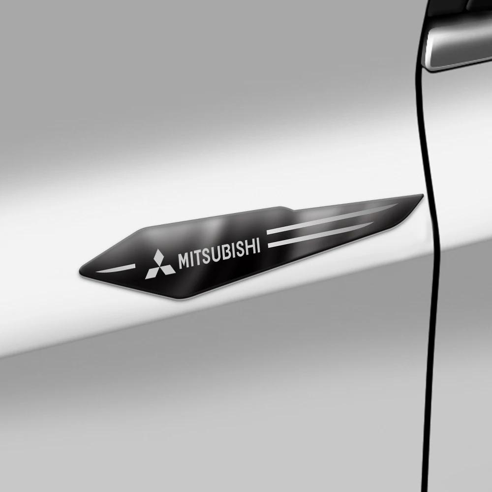 2Pcs Car Styling 3D Metal Auto Door Car Body Fender Decoration Stickers For Mitsubishi ASX Lancer Pajero Sport Attrage Mirage