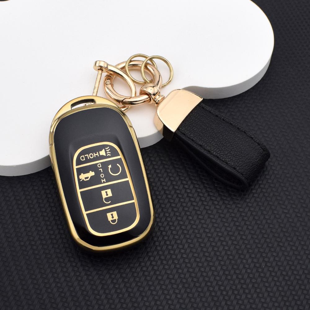 4/5-Button TPU Smart Key Fob Cover for Honda CR-V HR-V Civic Accord Fit Pilot Passport – Durable Protective Case Key Chain Rings