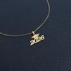 Stainless Steel Matte Golden Mortarboard Featuring Number 2026 Pendant Necklace Women Graduation Memorial Jewelry Gifts