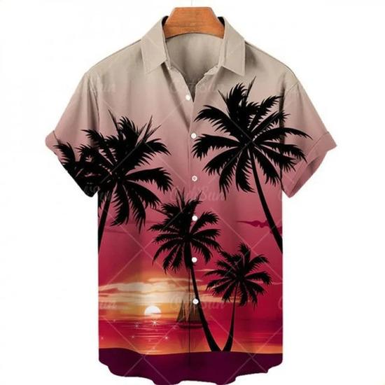 Summer Short-sleeved Men's Shirt Hawaiian Loose Beach Men's