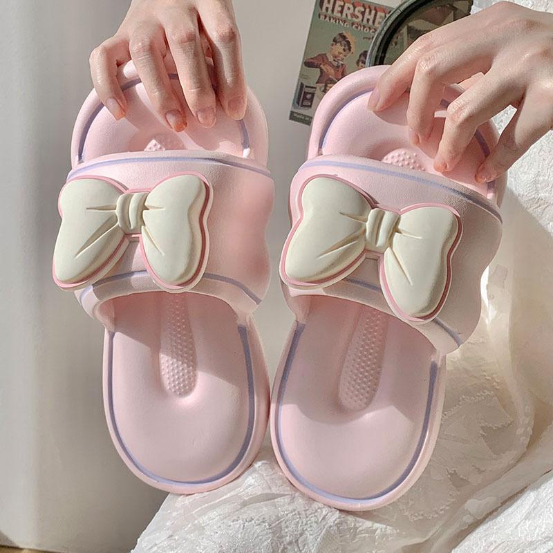 

Bow-tie cool slippers women s summer cute fashion outer wear thick bottom non-slip indoor home slippers 40~ 41 [Suitable for 39~ 40]