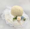 Summer Lace Bow Straw Hat With Brim French Style Beach Sun Hat For Women Elegant Casual Hat For Outdoor Activities