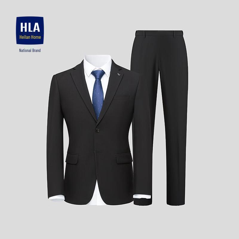 HLA Men s Slim Fit Wool Blend Business Suit with Notched Lapel 32