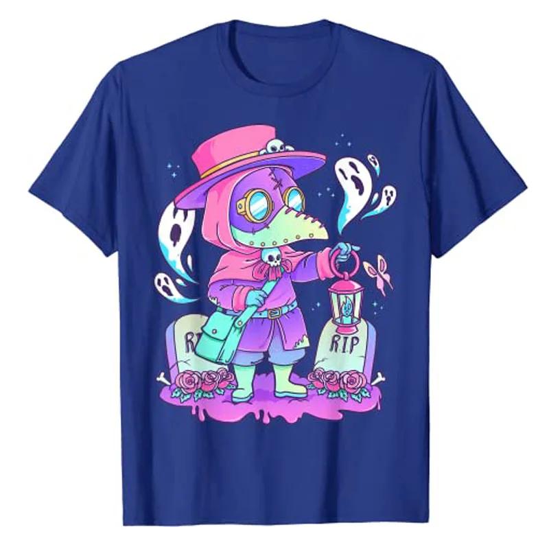Pastel Goth Niedlich Gruselig Pestdoktor Kawaii Menhera Wicca T-Shirt Anime Ästhetische Kleidung Harajuku Gothic Stil Grunge T-Shirt Top
