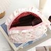 Portable Bow Quilted Cosmetic Bag Large Capacity Makeup Organizer Travel Toiletry Bag Zipper Lightweight Ruffles Storage Bag