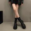 Aphixta Pleated Soft Leather Women Ankle Boots Back Zipper Close Platform Modern Boot Shoes Woman Boats Botines Para Mujeres