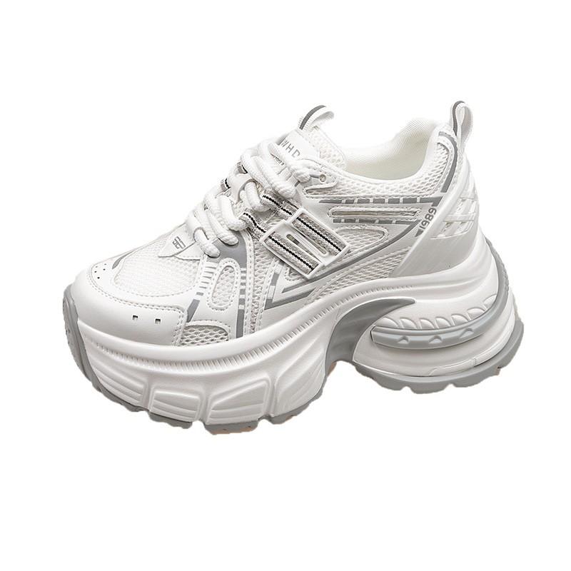 8CM inner height increase dad shoes women 2025 summer new versatile popular small mesh breathable sports shoes tide