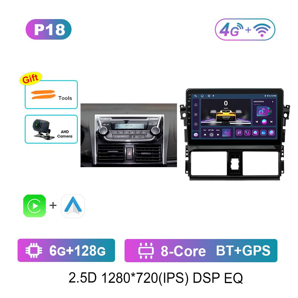 For TOYOTA VIOS YARIS 2013 - 2016 Android System Car Video Multimedia Player GPS 10 '' IPS Screen 4G Bluetooth WiFi Auto Tools