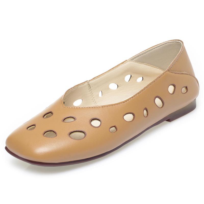 

Модные женские сандалии AIYUQI 2025, новые, на плоской подошве, летние, с полым верхом, с мелким вырезом, женские лоферы большого размера, туфли Мэри Джейн 41 хаки