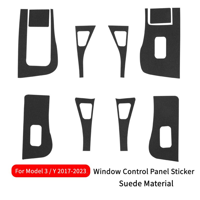Window Button Lift Trim Sticker For Tesla Model Y Model 3 Highland Suede Door Handle Control Panel Decor Cover Car Accessories