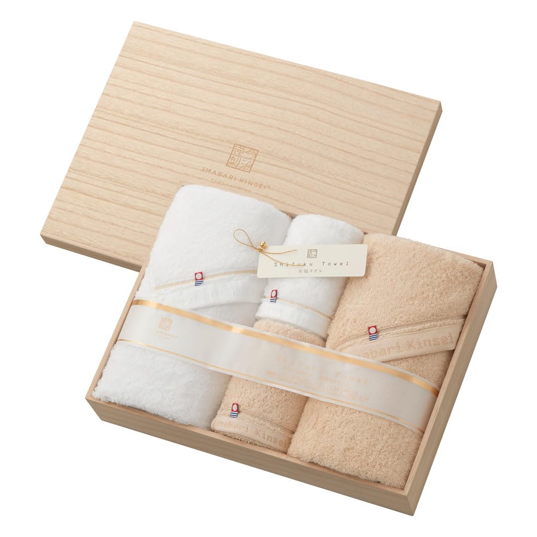 

Imabari Kinsei Shifuku Towel (Blissful Towel) in a wooden box (SH55100) (2 bath towels 2 face towels)