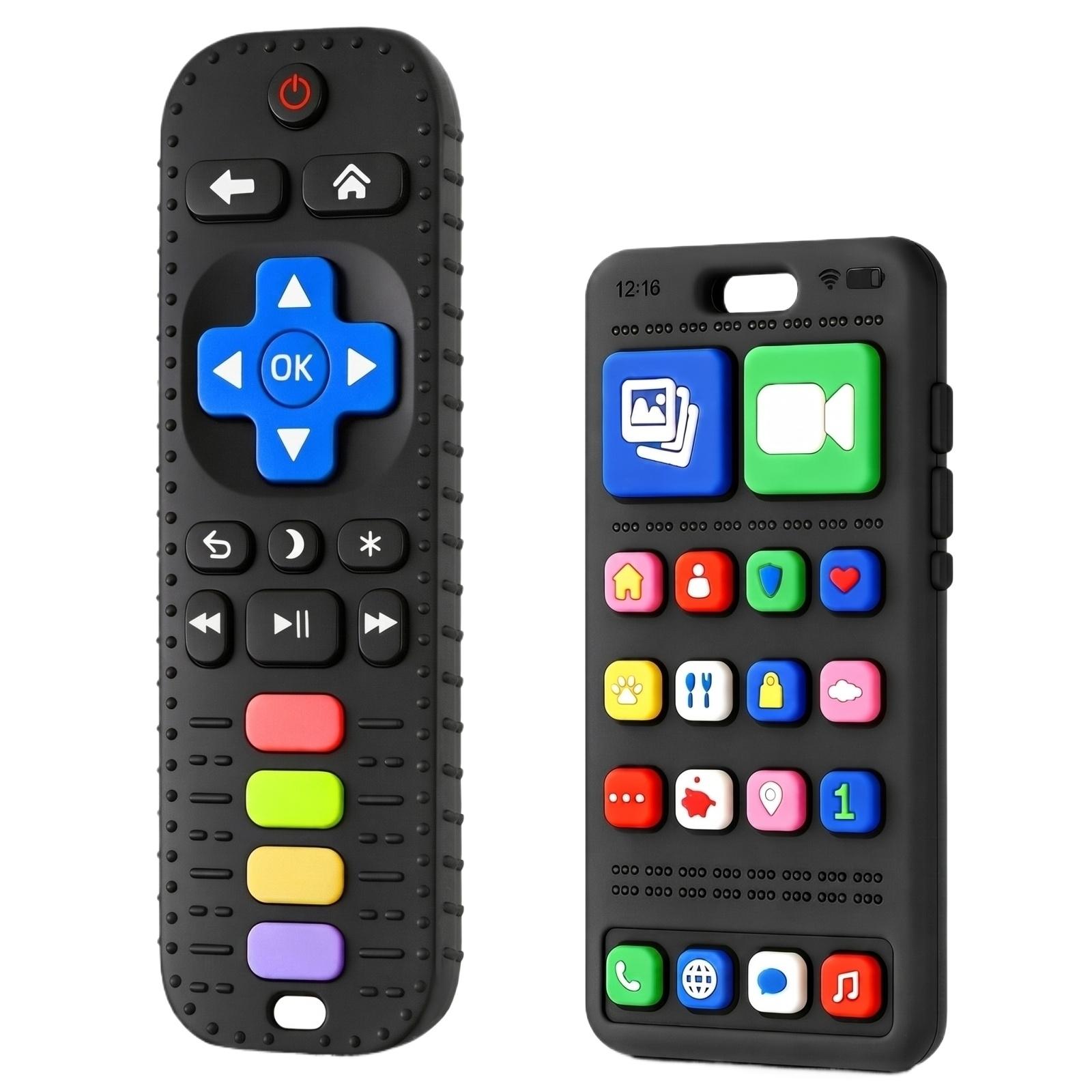 

Silicone Toy Remote Control and Phone Model Set with Raised Buttons and Textured Surface for Sensory Play and Learning Activities