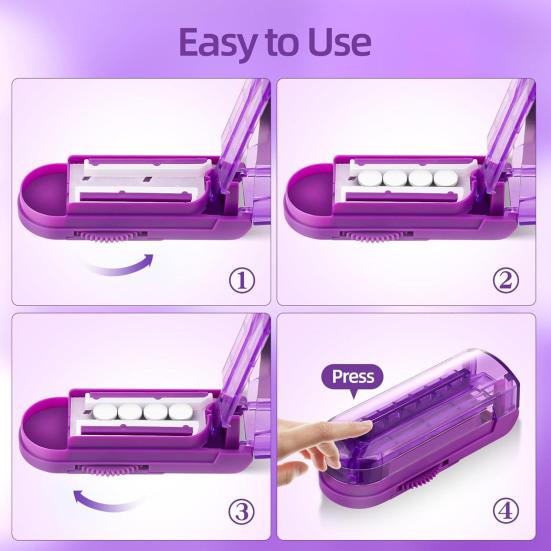 Pill Cutter Medicine Splitter with Sharp Blade Adjustable Design Compact Portable