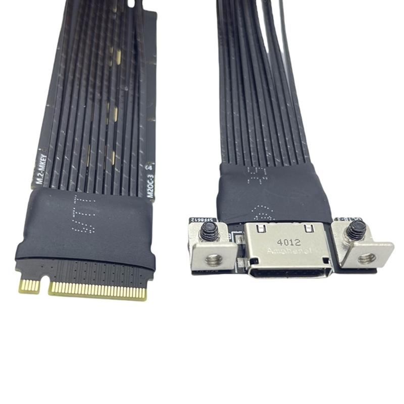 M.2 to Oculink 4i Extension Cable PCIe4.0 Gen4 Silver Plated Cable for M.2 M Key NVME to SFF8611 Adapter Cable