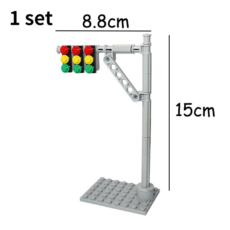 Non-Toxic Moc City Traffic Lights Road Signs Roadblock Signal Light Speed Limit Diy Building Block Scene Construction Minifigs Accessories