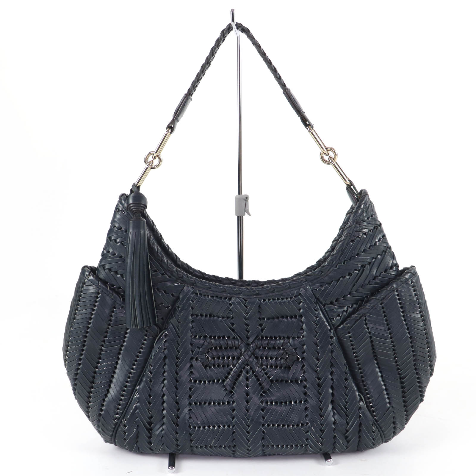 Great ANYA HINDMARCH Handbag Neeson Hobo Bag Leather Dark gray leather Women Used