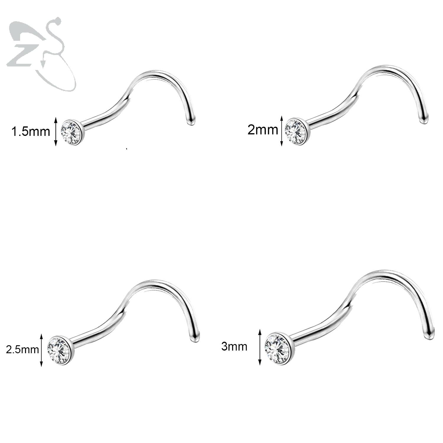 

ZS 3-4Pcs/lot Gold Color Stainless Steel Nose Stud Set Heart Star Round Crystal Nose Piercing L Shape Nostril Piercing 18g/20g 1.0x7mm