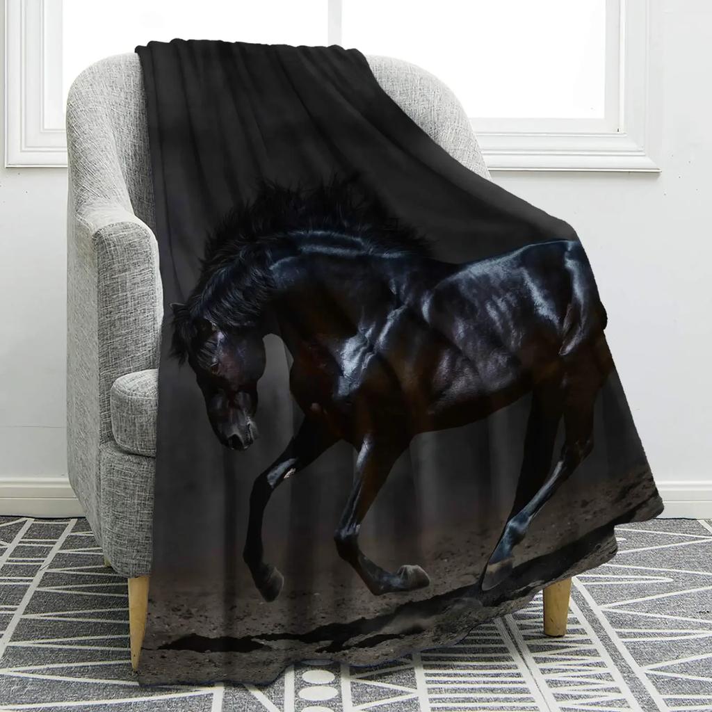 Horse Floral Blanket Animal Flower Pattern Print Throw Blanket Super Soft Comfortable Lightweight for Living Room for Kids Teens
