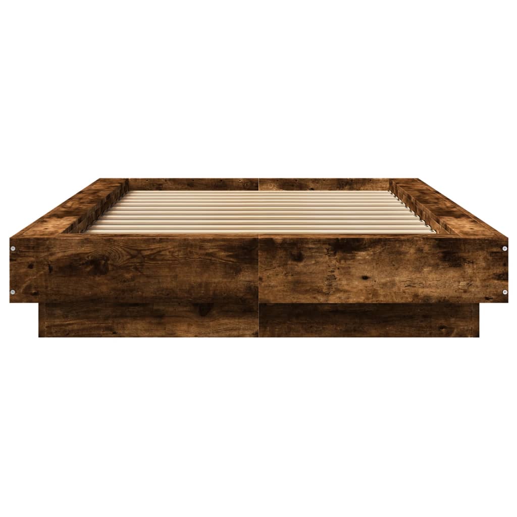 Vidaxl Rama Łóżka Z Led, Przydymiony Dąb, 100X200 Cm