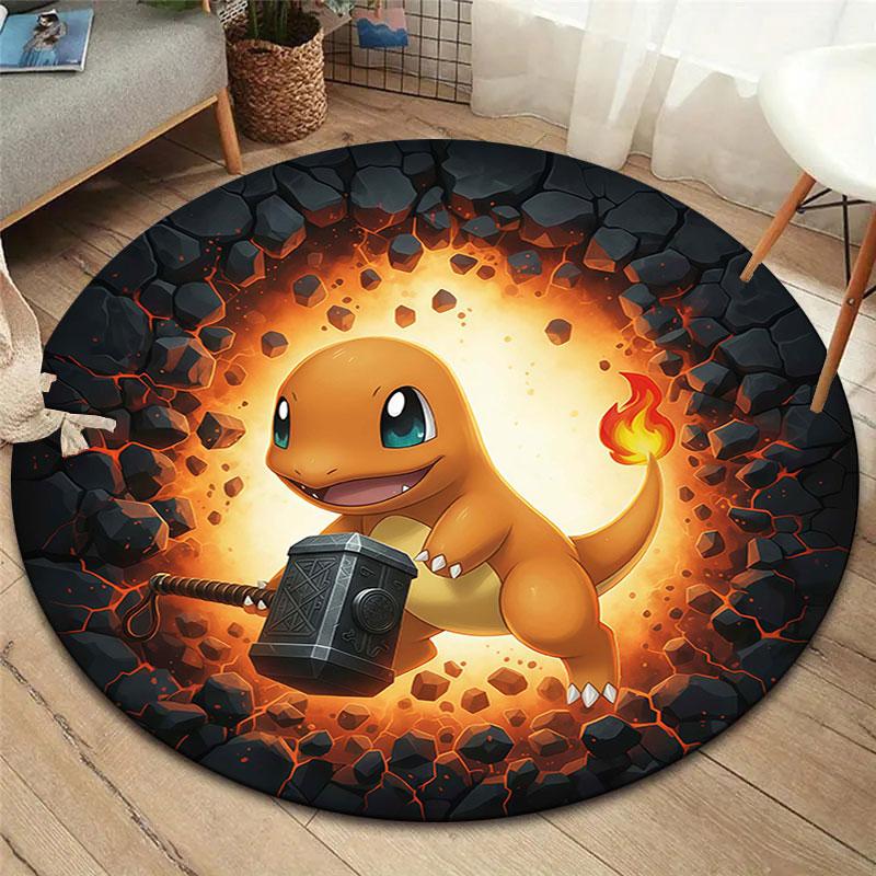 Cartoonflames Round Area Rug,Carpet Rug for Living Room Bedroom Sofa Playroom Decor,Non slip Floor Mat