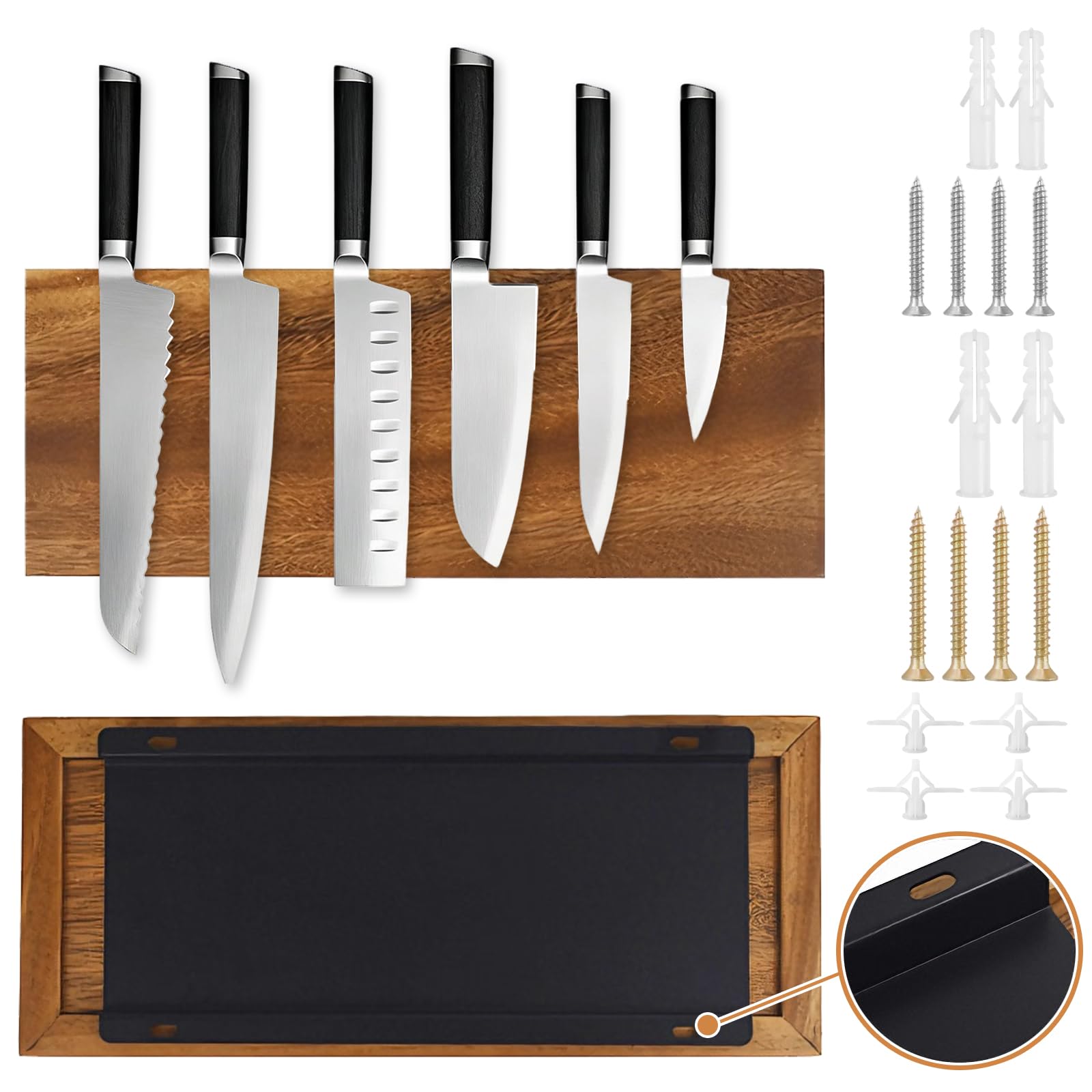 Forelsket Magnetic Knife Holder, Wooden Knife Stand, Waterproof, Corrosion-Resistant, Durable, Knife Rack, Kitchen Tool Holder, Knife Stand, Magnetic,