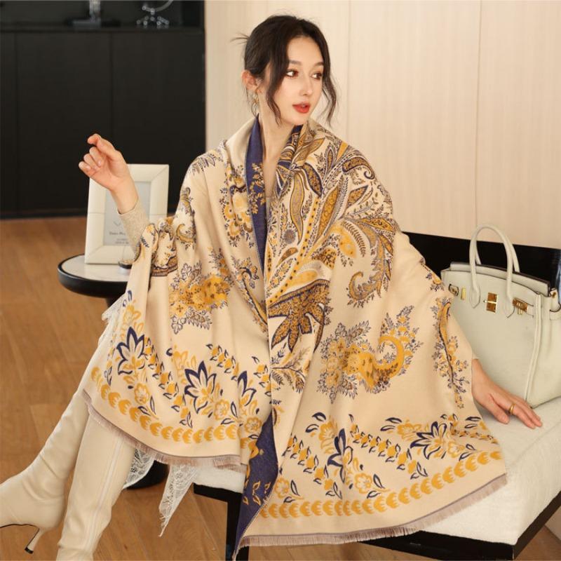 New cashew flower jacquard scarf women's autumn and winter fashion imitation cashmere shawl thickened warm scarf