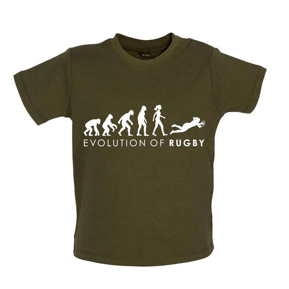 

Evolution Of Rugby - Baby Kids Boys Girls Unisex T-Shirt / Bodysuit - League Union Nationals Six 6 140