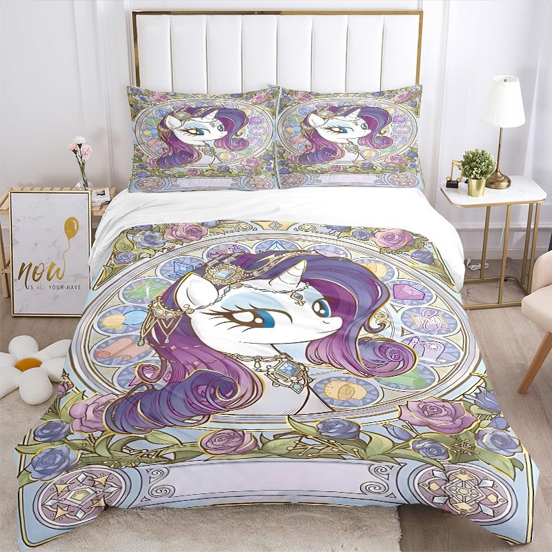3pcs My Little Pony Duvet Cover Set - Machine Washable, Includes 1 Duvet Cover and 2 Pillowcases, No Core Included yy251022238