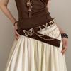 Vintage Western Rivet Belt Female Ethnic Bohemian Belt with Skirt Pants Belt Waist Seal Accessories Brown