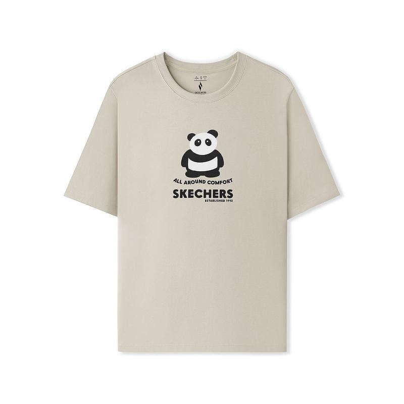 Skechers Fashion Comfort Round Neck Short Sleeve T-Shirt Unisex Tops Light-Khaki L325U098-0046